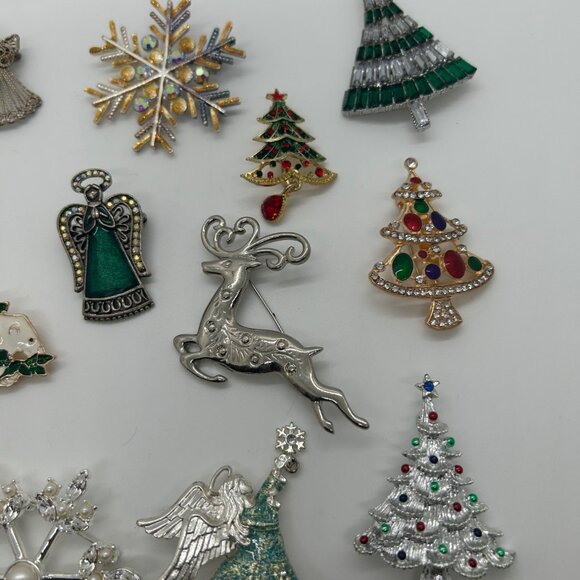 Christmas Brooch Tree Pin Radko Eisenberg Avon Gerry Both Vintage Modern - Picture 11 of 16
